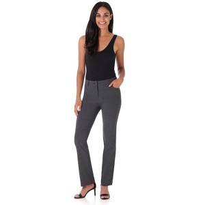 Rekucci Women’s 5 Pocket Straight Leg Pants with Stretch Waistband – Slim Fit Business Casual Trousers - Charcoal, 16 Tall - 1 of 4