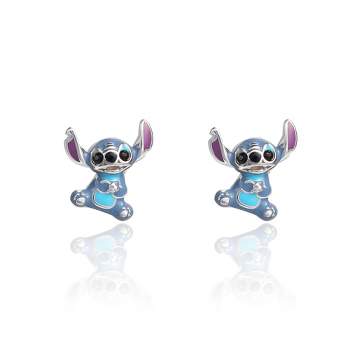 Disney Girls Lilo & Stitch Sterling Silver 3D Stitch Blue Stud Earrings