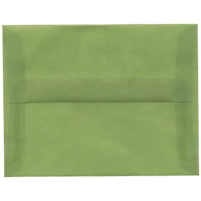 JAM Paper A2 Translucent Vellum Invitation Envelopes 4.375 x 5.75 Leaf Green PACV603I