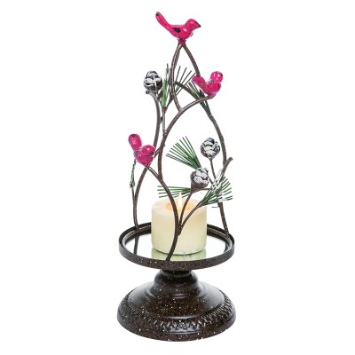 Transpac Metal 16 in. Silver Christmas Cardinal Tree Candle Holder