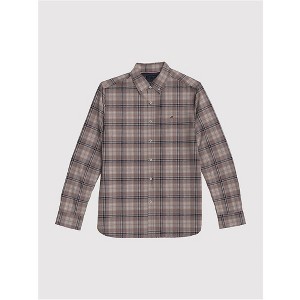 Tommy Hilfiger Mens Brushed Plaid Button Up Shirt, Beige, Small - 1 of 1
