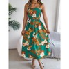 Womens Summer Floral Maxi Dresses Sleeveless Smocked Spaghetti Strap A Line Flowy Beach Long Desses - 2 of 4
