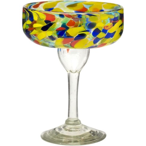 Set of 4 Handcrafted Confetti Rock Martini Glasses Mexican Fiesta