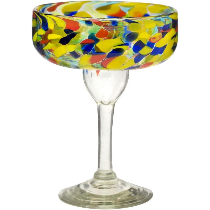 Amici Home Carnaval Margarita Drinking Glass, Imbedded Opaque Beads, Recycled Handblown Artisanal Mexican Tabletop Glassware, 15-Ounce, Set of 4,, 1 of 5