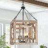 LNC Quaint 4-Lights 13.5" Farmhouse Square Pendant  Lights,  Grayish White Wood and Brushed Black - 2 of 4