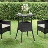 vidaXL Patio Table, 23.6"x29.5" Tempered Glass and Poly Rattan Black - 2 of 4