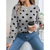 Women's Cute Polka Dot Sweater Shirt Long Sleeve Crew Neck Fall Casual Color Block Loose Fit Soft Knit Pullover Top - 2 of 4