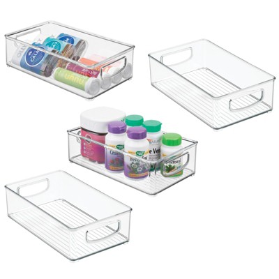 Mdesign Linus Plastic Kitchen Pantry Storage Organizer Bin With Handles, 4  Pack - Clear, 12 X 6 X 7.75 : Target