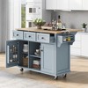 OUTSUPPLY Kitchen Cart with Drop-Leaf Countertop,Kitchen Island on 5 Wheels with Storage Cabinet and 3 Drawers for Dinning Room - 2 of 4
