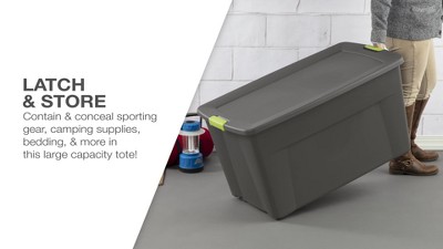 Sterilite 45gal Latching Storage Tote - Gray with Green Latch