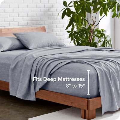 Heather Midnight Blue Twin XL Microfiber Deep Pocket Sheet Set