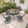 5-Piece Round Cast Aluminum Patio Set with Swivel Chairs,Brown Cushions,and Umbrella Hole - 4 of 4