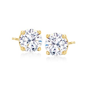 Ross-Simons 3.00 ct. t.w. CZ Stud Earrings in 18kt Yellow Gold - 1 of 4