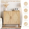 Garvee Bohemian Buffet Cabinet with Woven Rattan Doors, Adjustable Shelves & Sturdy Wood Legs ¨C Natural Wood Particle Board Sideboard, Oak - 3 of 4