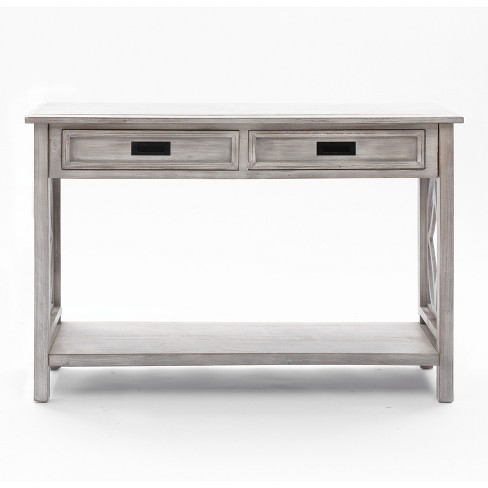 47.2 White Console Table Modern Rectangle Accent Table For Entryway with 2  Drawers