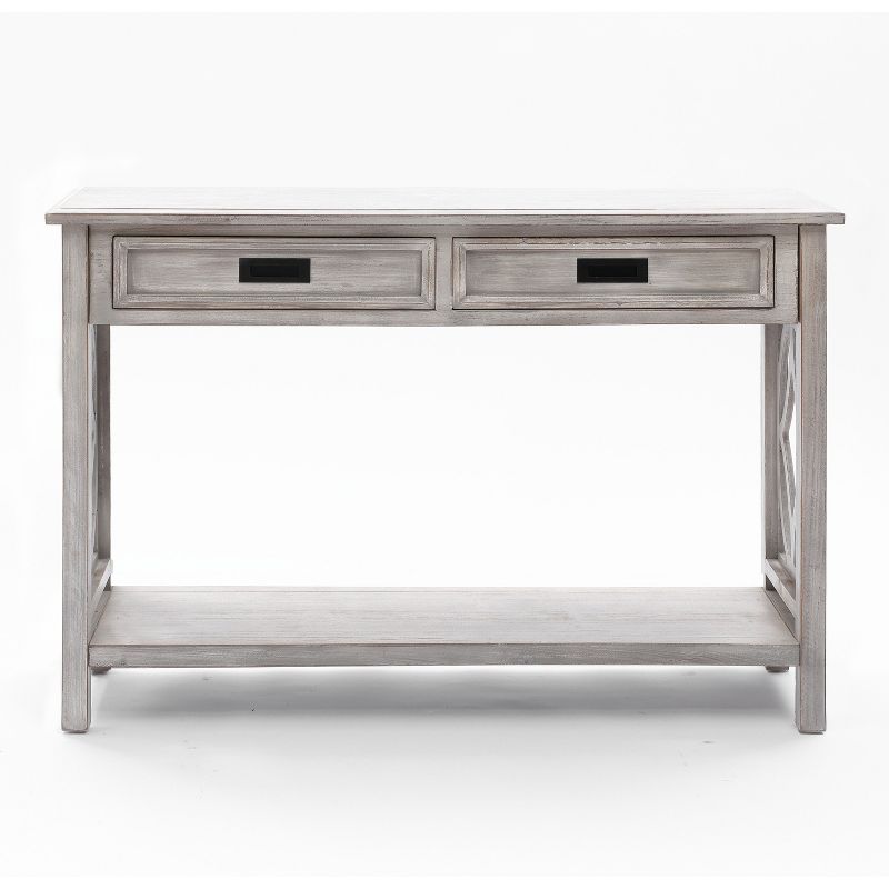 LuxenHome Gray Wood 2-Drawer 1-Shelf Console and Entryway Table, 1 of 16