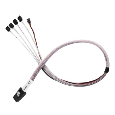 SilverStone Technology 36 pin MiniSAS SFF-8643(Target) to SATA 7pin(HOST)+SIDEBAND cable 0.6M
