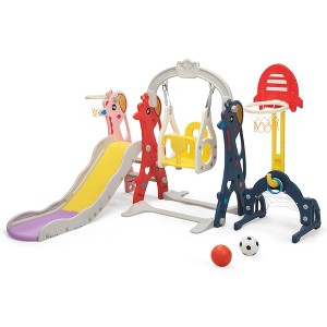 Sandinrayli 6 in 1 Toddler Slide and Swing Playset Indoor Outdoor Playground Kids Slide for Toddler - 1 of 4