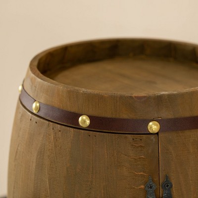 Vintage Wooden Barrel Wine Holder with Rotating Turntable