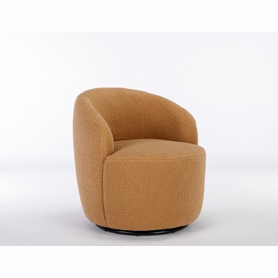 Lyngins Teddy Fabric Swivel Accent Chairs,Upholstered Arm Chairs with Low Back for Living Room,Bedroom
