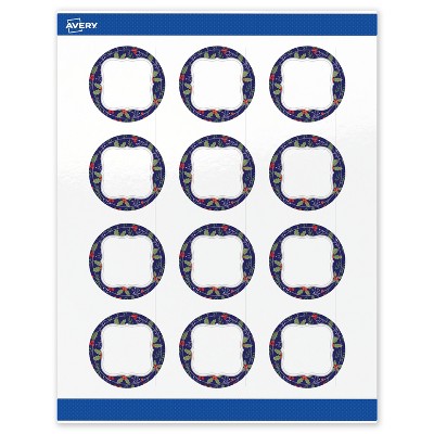 Avery Labels, 2" Diameter, Silver-Navy, Glossy, 120ct