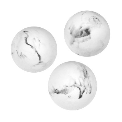 Creative Scents White Marble Look Set Of 3 Decorative Spheres Modern Balls for Bowls
