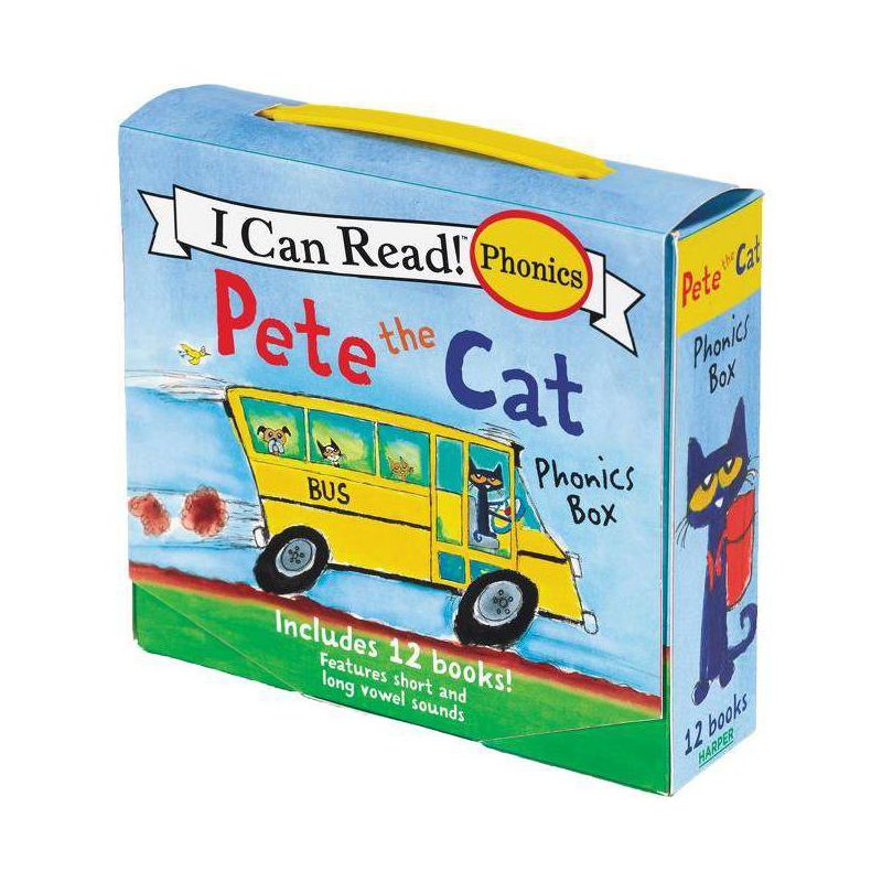 Pete the Cat Phonics Box : Includes 12 Mini-books Featuring Short and Long Vowel Sounds (Paperback) - by James Dean, 1 of 2