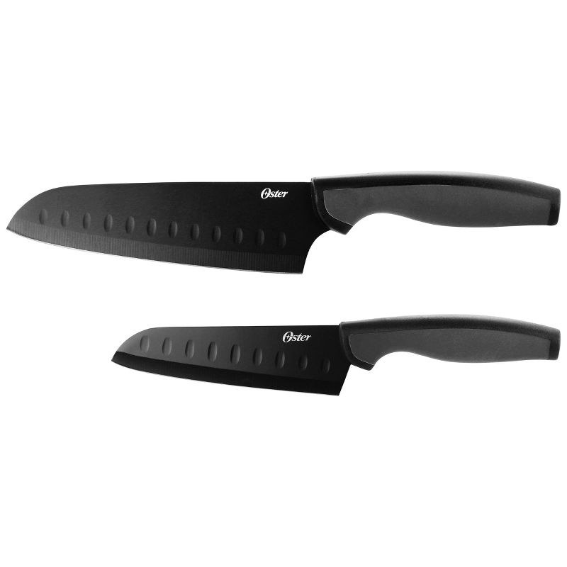 Oster Slice Craft 2 Piece Stainless Steel Santoku Knife Set in Black, 1 of 7