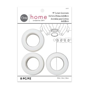Dritz Set of 8 Home 1" Curtain Grommets White: Plastic Sewing Fasteners for Drapes & Curtains - 1 of 4