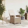 vidaXL Reclining Garden Chair Beige PE rattan Standard - 3 of 4