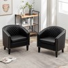 KINWELL Set of 2 PU Faux Leather Club Armchair with Nailheads - 2 of 4