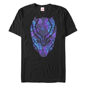 Men's Marvel: Black Panther Purple Floral Panther T-Shirt - 1 of 4