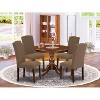 5-Piece Mahogany Finish Solid Wood Top Dining table with 4 Chairs with - 2 of 4