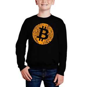 LA Pop Art Bitcoin - Boy's Word Art Crewneck Sweatshirt - 1 of 3