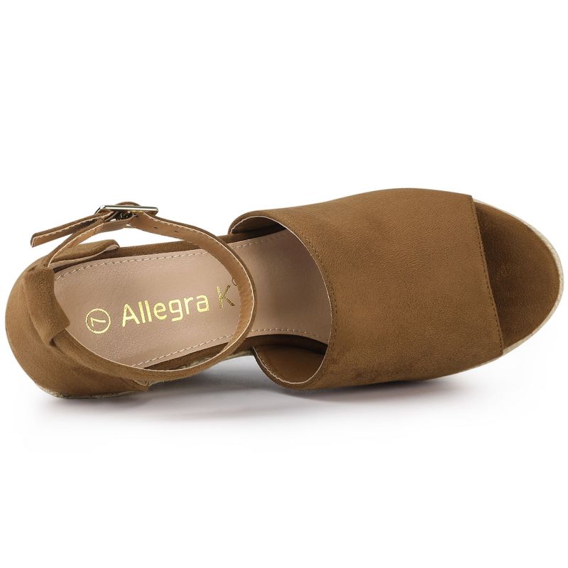Allegra K Women's Ankle Strap Espadrilles Platform Heels Wedges Sandals, 5 of 8