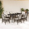 vidaXL 7-Piece Patio Dining Set - Brown PE Rattan Outdoor Furniture with Cushions for Garden/Backyard/Deck - Tempered Glass Tabletop - UV Resistant - 2 of 4