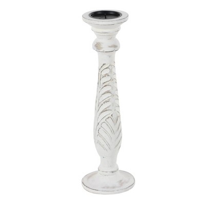Elegant White Mango Wood Candle Lantern Trio, 18" Height