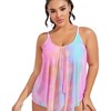 Womens Plus Size Mesh Cover Tie Dye Bikini High Waisted Swimsuits Bathing Suits Tummy Control Swimwear - 2 of 4