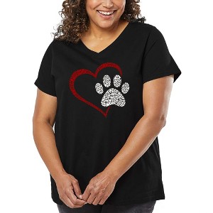 LA Pop Art Paw Heart - Women's Word Art V-Neck - 1 of 4