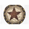 Earth Rugs Gold Star Printed Coaster – 5"x5" Hand-Braided Jute with Country Primitive Americana Star Design - 3 of 3
