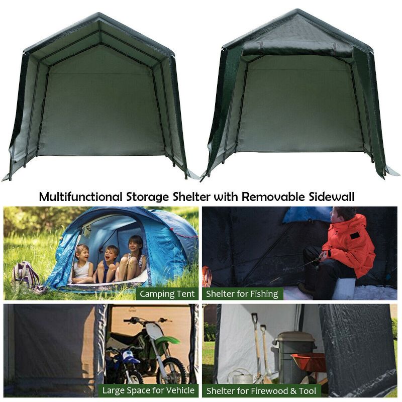 Costway 10'x10' Patio Tent Carport Storage Shelter Shed Car Canopy Heavy Duty Green, 5 of 11