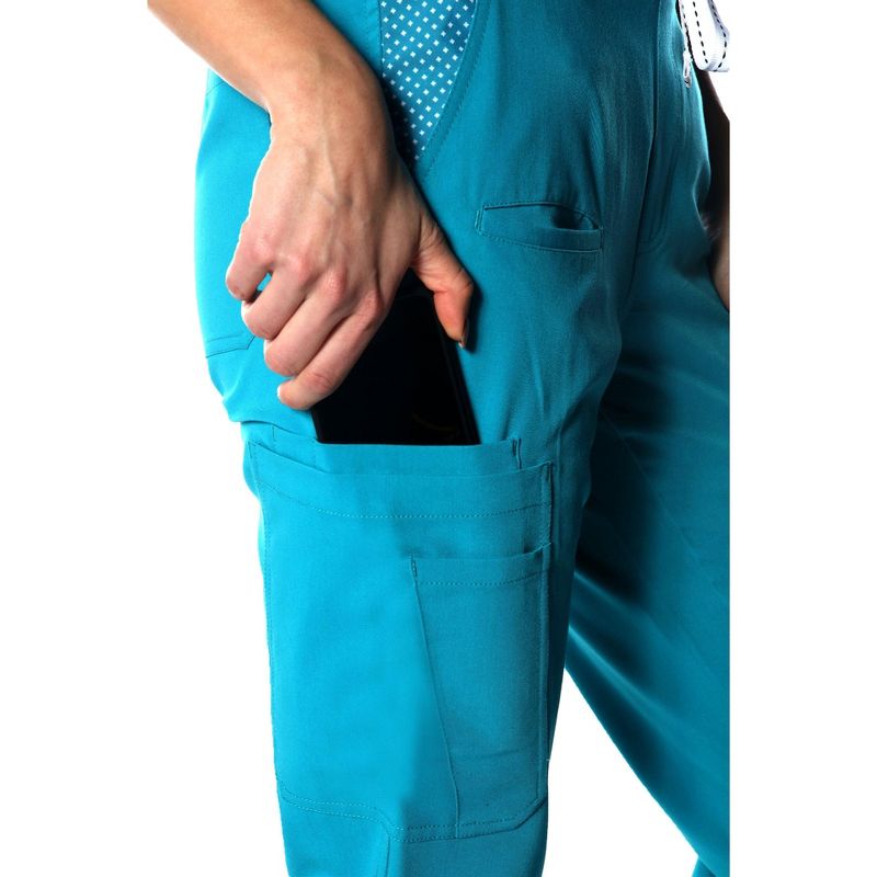 Members Only Women's Jogger Cargo Scrub Pants With 2X1 Rib Bottom Leg (Printed Waist Pocket Bags), 5 of 6