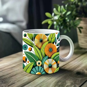 1pc_Nature Flower Pattern ceramic cup 11 ounces, coffee/tea/wine glass, suitable for Valentine's Day, birthdays - 1 of 4