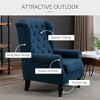 HOMCOM Button-Tufted Accent Chair with High Wingback, Rounded Cushioned Armrests and Thick Padded Seat, Blue  On- - 4 of 4