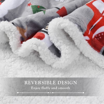 Catalonia Christmas Reversible Sherpa Fleece Throw Blanket, 50x60 inches