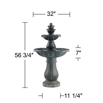 Hampton Slate 4-Tier Outdoor Water Fountain with LED Light