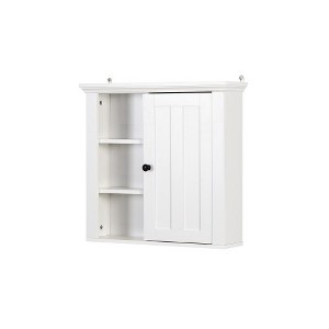 Modern Bathroom Wall Cabinet, With 3 Open Compartments, Door, Wall Mounted Storage Organizer, Over The Toilet Storage Wall Mounted Cabinet For Kitchen - 1 of 4