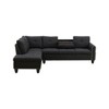 DOMETOUR Black Gray Linen 3-Piece Sofa Set - Modern Living Room Furniture L Shaped Sectional Couch - 4 of 4
