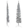 vidaXL Slim Artificial Half Christmas Tree with Stand - Space-Saving, Reusable and Easy to Assemble Silver Modern Xmas Tree - 2 of 4