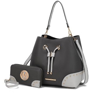MKF Collection Candice Color Block Bucket Bag with matching Wallet by Mia K - 1 of 4